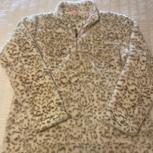 Pink lily leopard fur pullover.